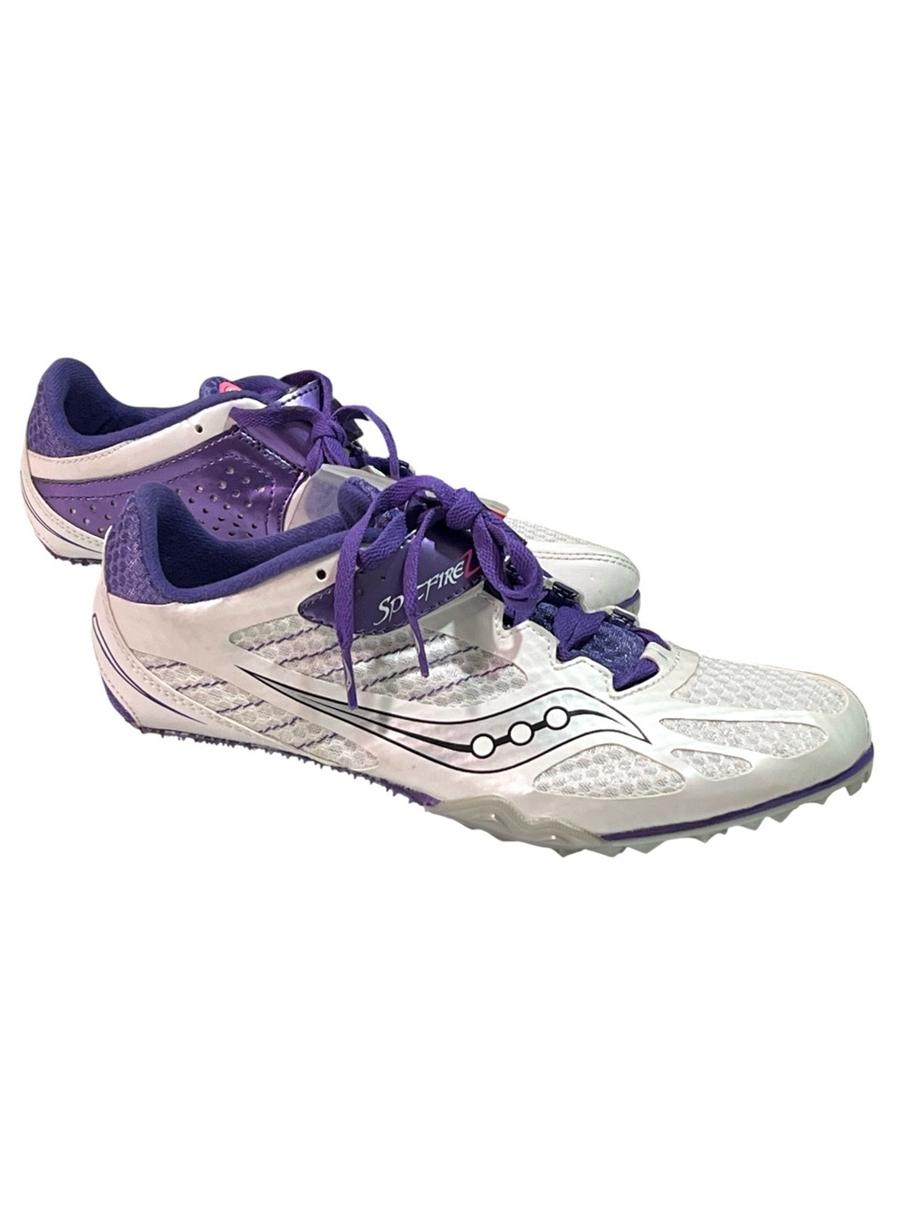 Saucony Spitfire 2 Women's Track Spikes White/Purple w/ Extra Spikes Sz 10